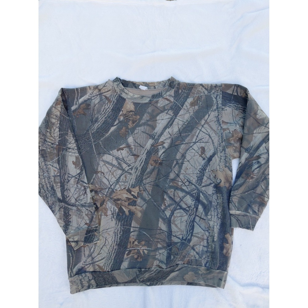 Vintage Realtree Hardwoods Hunting Camo Crewneck Sweatshirt Size L